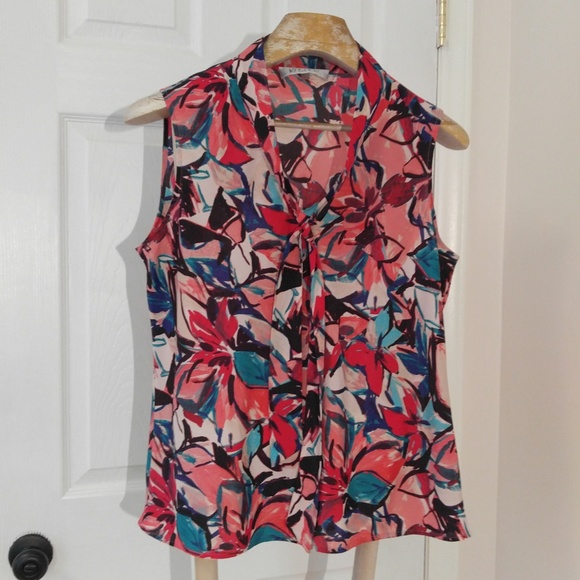 Kasper Sleeveless Floral Blouse Size L Large - Picture 2 of 8